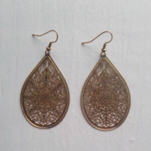 Gold Teardrop Filigree Earrings
